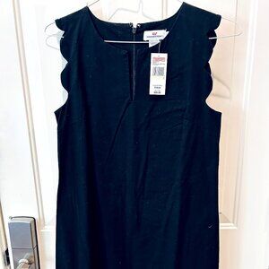 NWT Vineyard Vines Cisco Black Sleeveless Scalloped Cotton Swing Dress Size 4